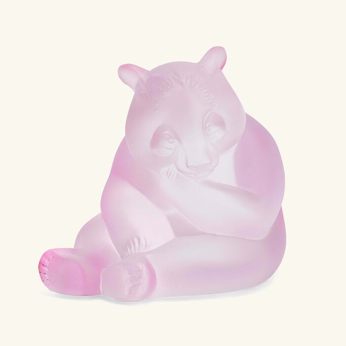 lalique panda sculpture small pink