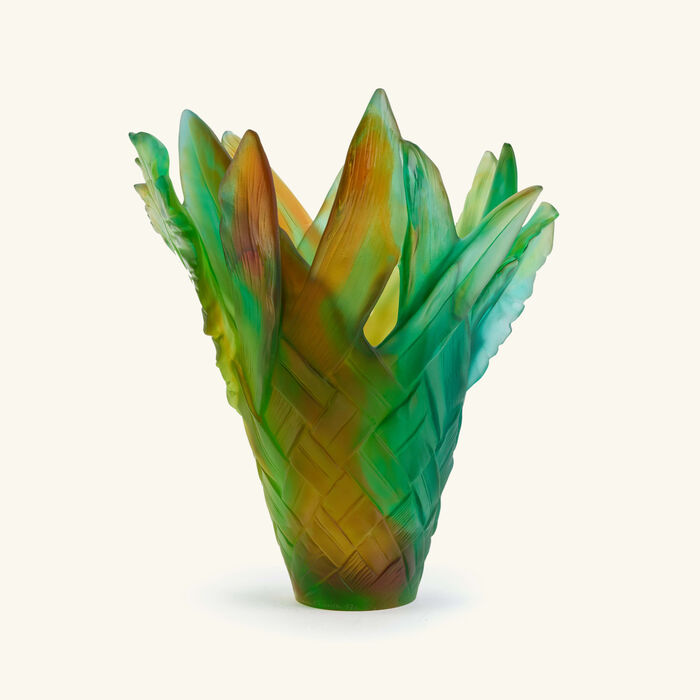 daum tressage vase medium green