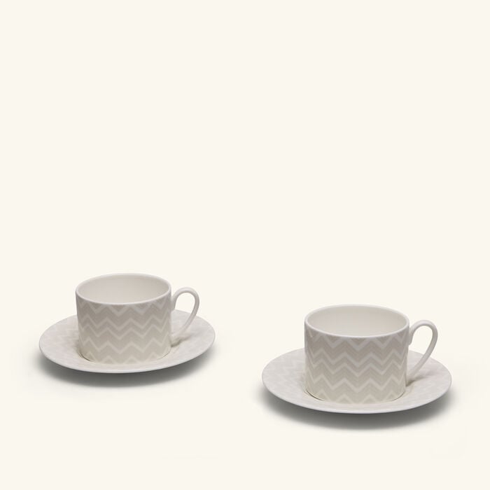 ZIG ZAG Tea Cup & Saucer White Set of 2 missoni home zig zag tea cup saucer white set of 2