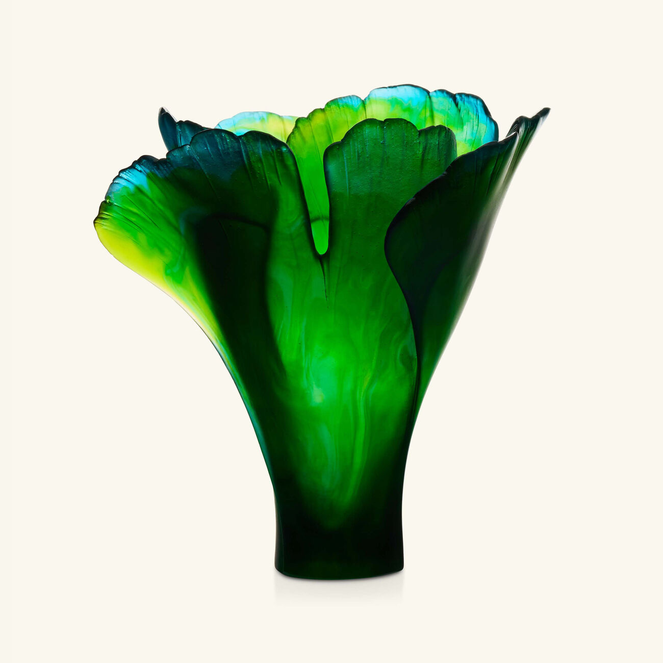 daum ginkgo vase medium green