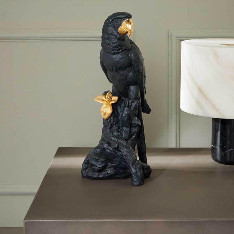 Macaw Bird Sculpture Large Black lladro macaw bird sculpture large black