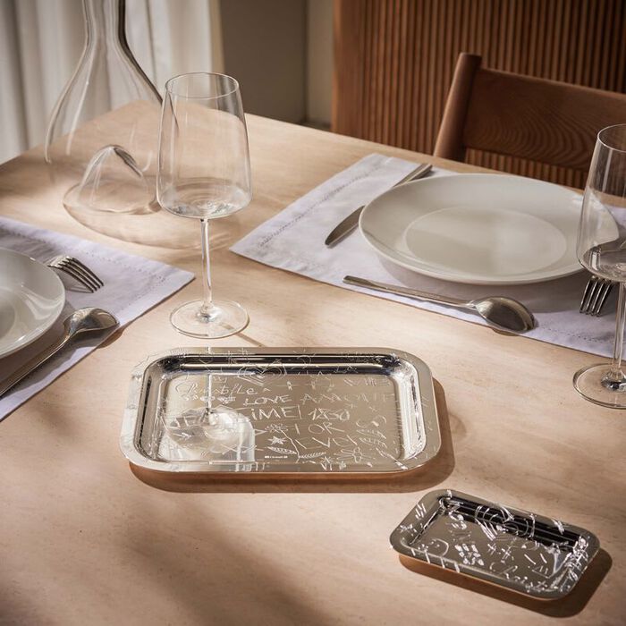 christofle graffiti serving tray rectangular medium silver plated