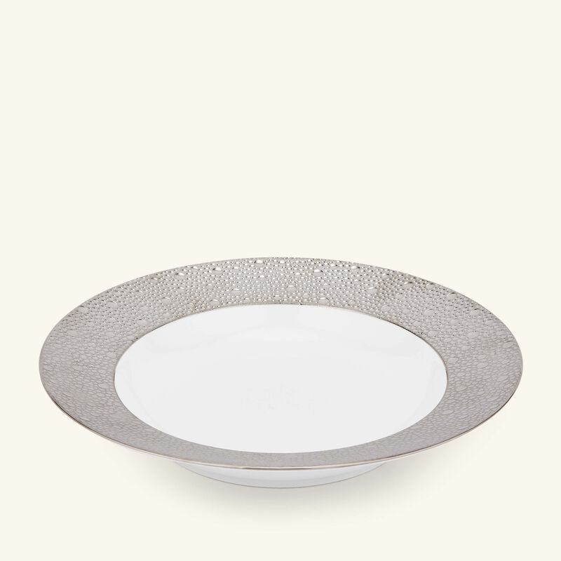 bernardaud ecume soup plate round silver 23cm
