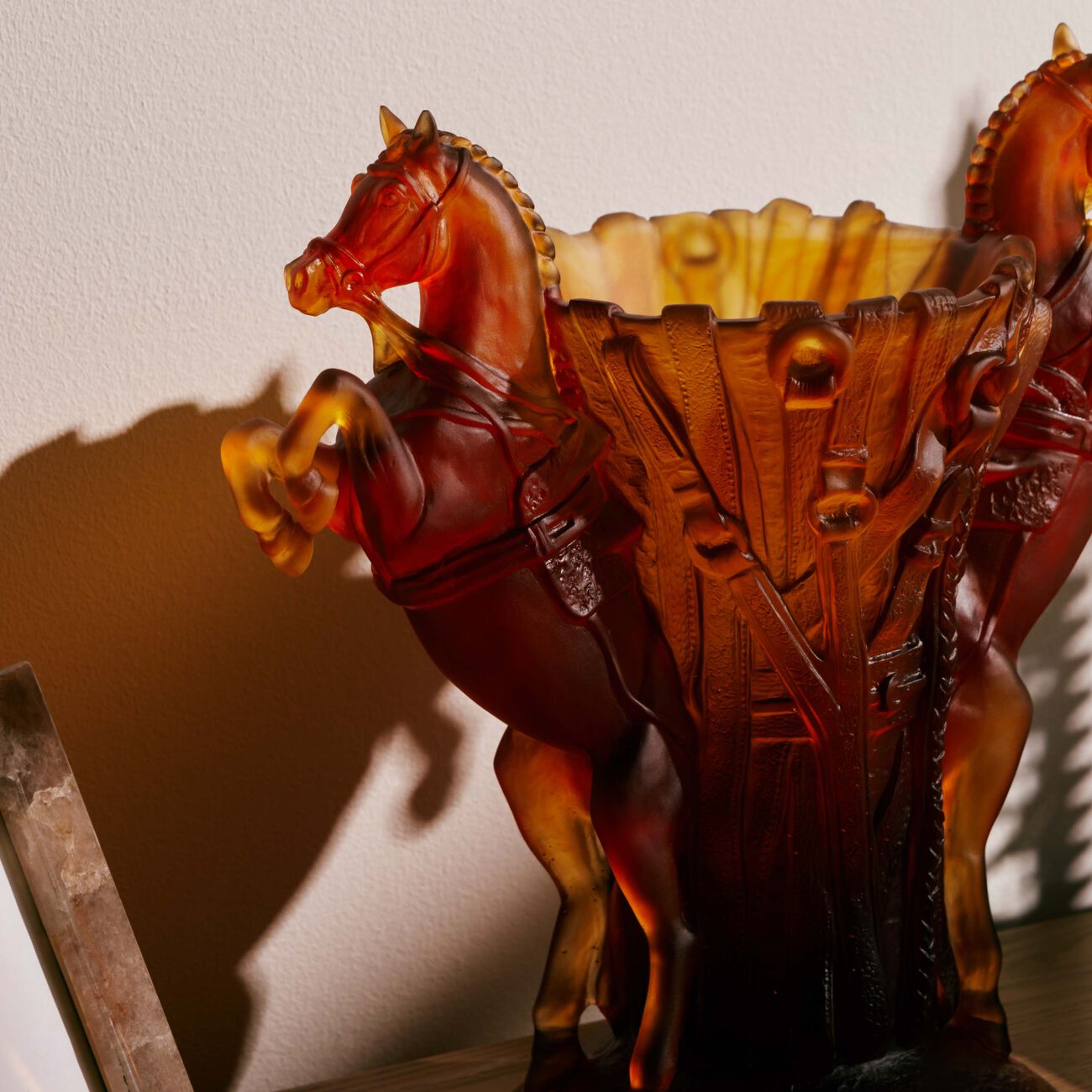 daum r ve equestre vase large amber