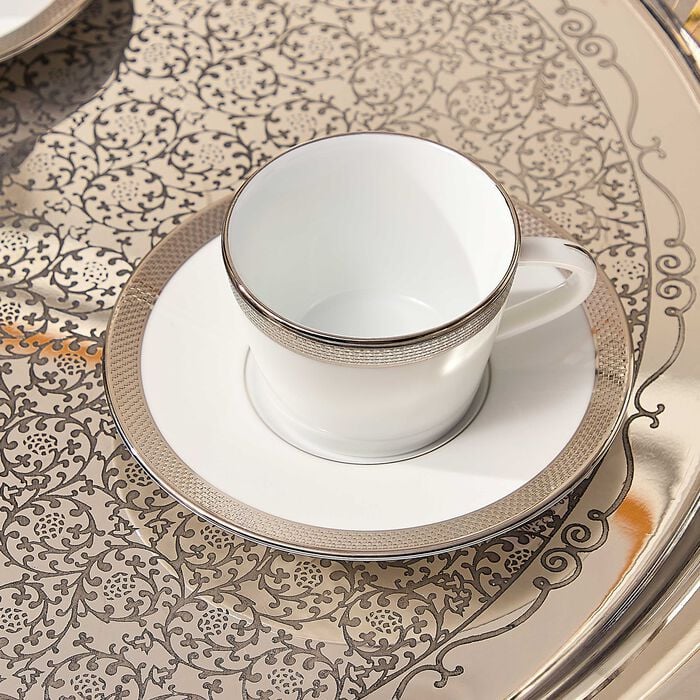 bernardaud maille platine moka coffee cup   saucer set of 4 white