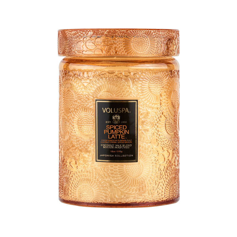 Spiced Pumpkin Latte Large Jar Candle With Glass Lid voluspa spiced pumpkin latte large jar candle with glass lid