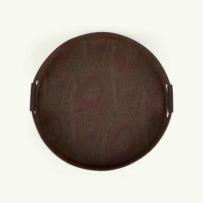 etro arnica serving tray round brown 43cm