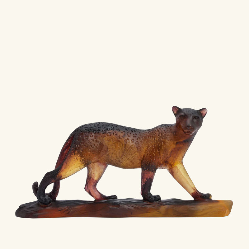 daum leopard figurine small brown