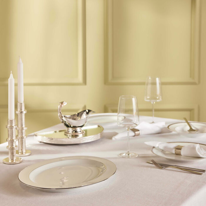 كريستوفل طبق الضيافة آلبي بيضاوي باللون الفضي 38 سم