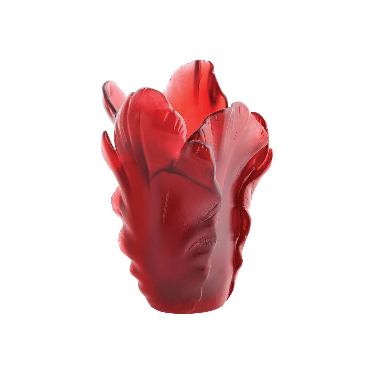 daum tulip vase small red