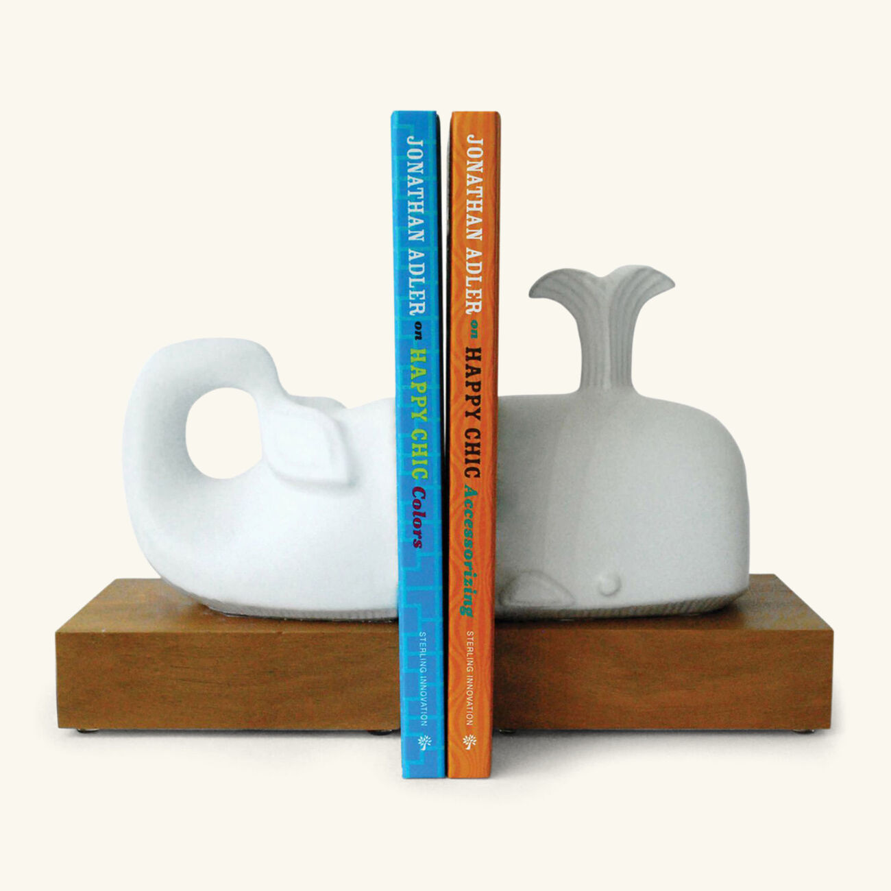 Menagerie Whale Bookends White jonathan adler menagerie whale bookends white