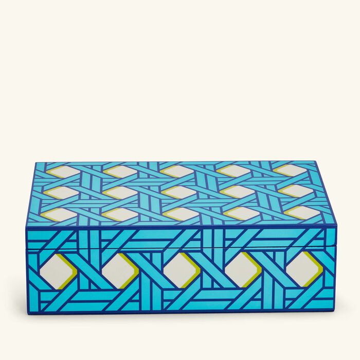 jonathan adler basketweave decorative box medium blue