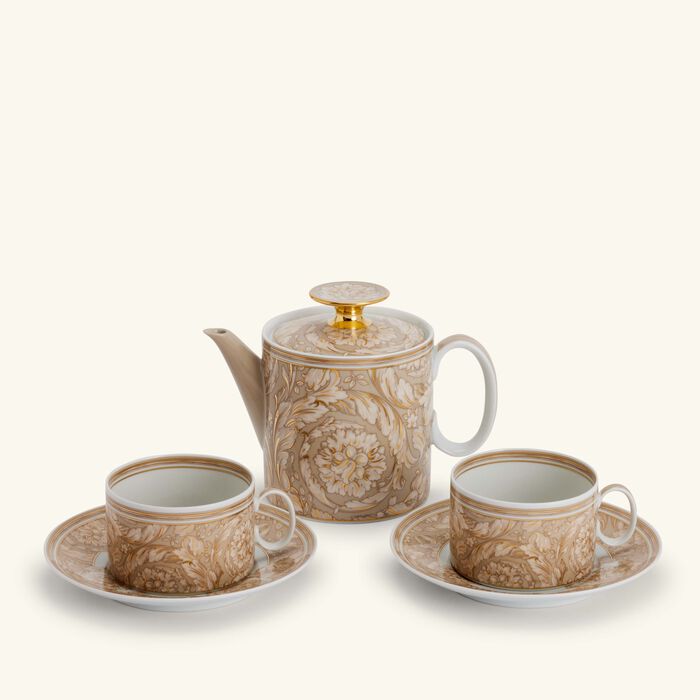 versace barocco beige tea set