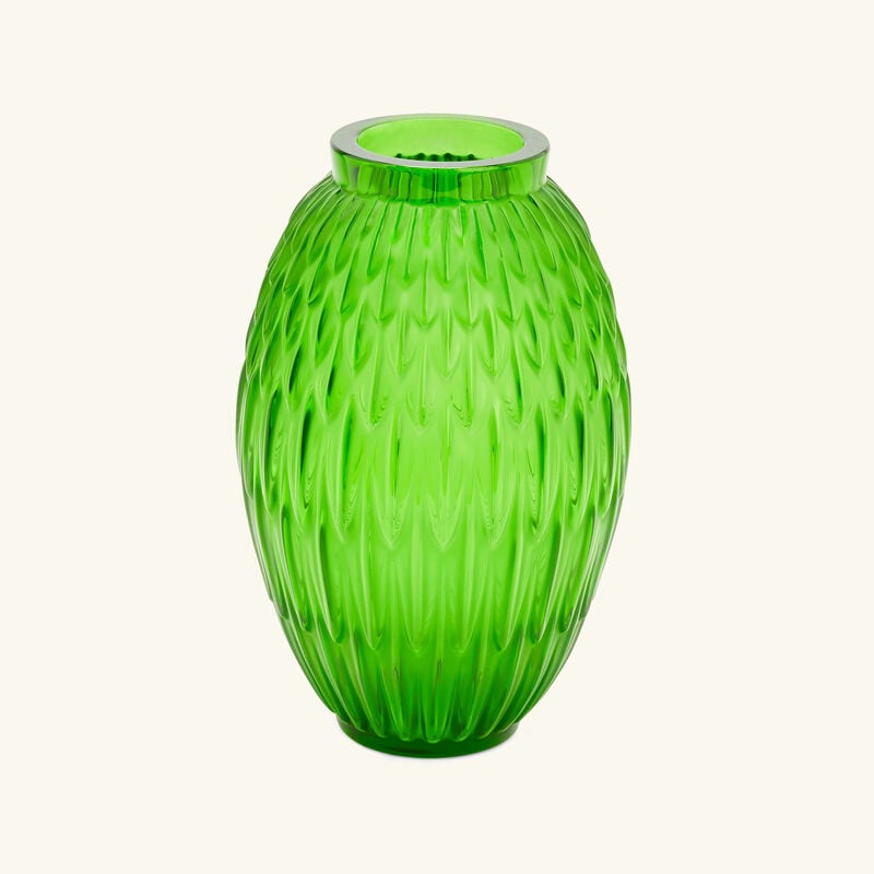 lalique plumes vase small green