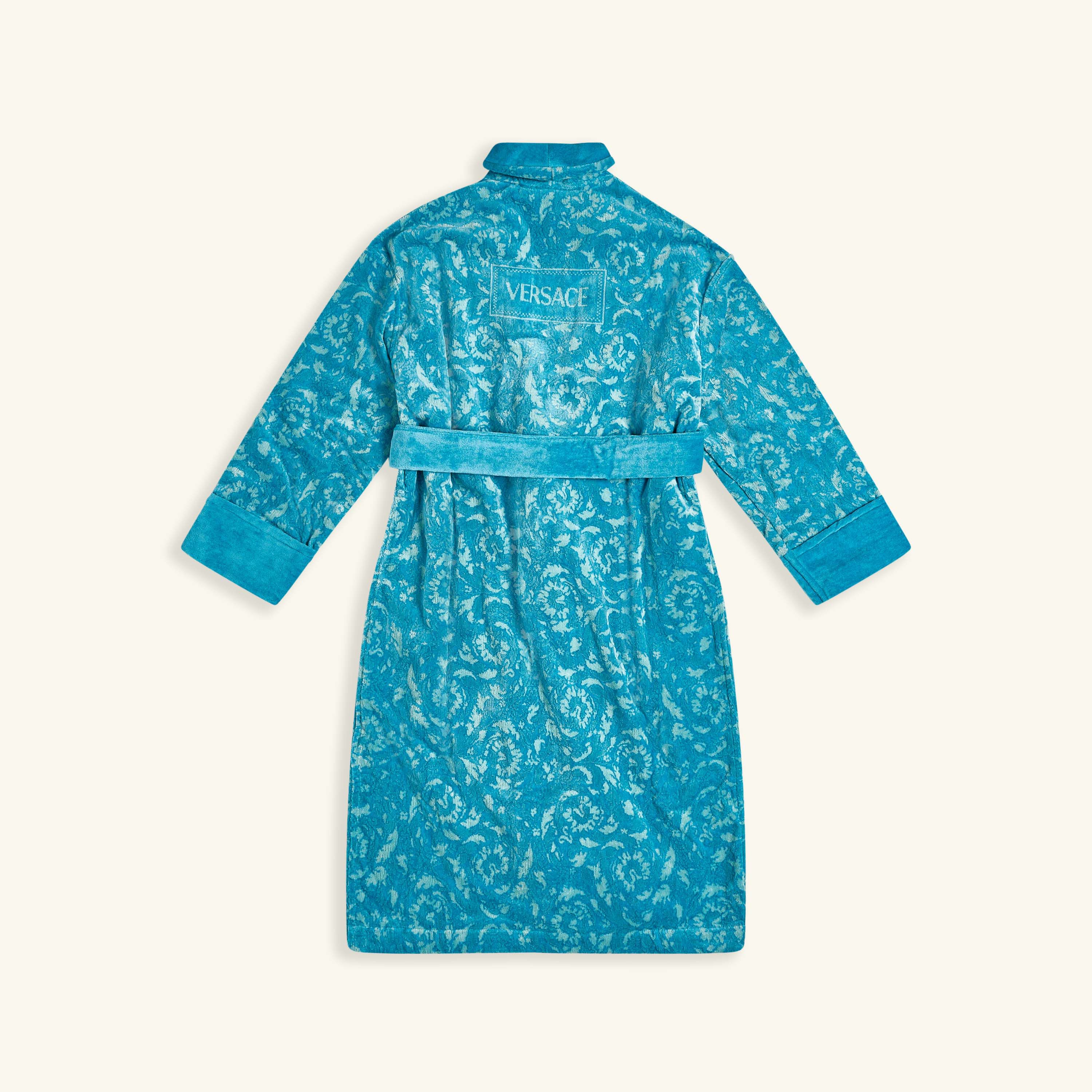Versace Barocco Bath Robe Large Blue | Tanagra UAE