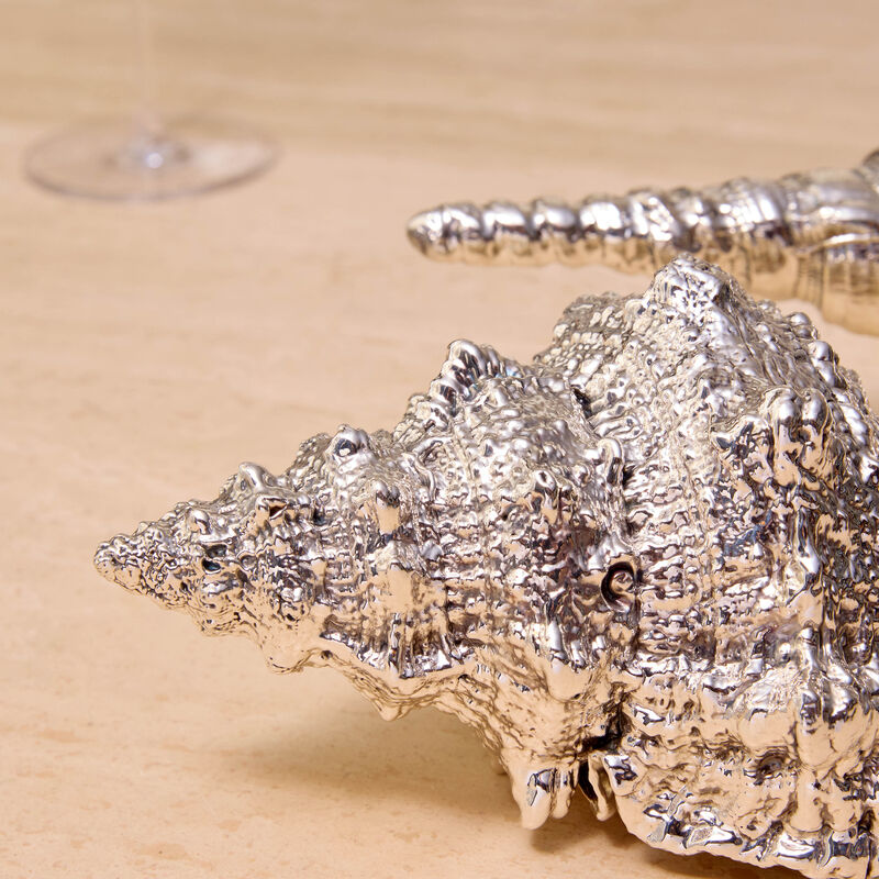 منحوتة بتصميم صدفة بورسا بوبو فضية بحجم متوسط بوتشيلاتي منحوتة بتصميم صدفة بورسا بوبو فضية بحجم متوسط