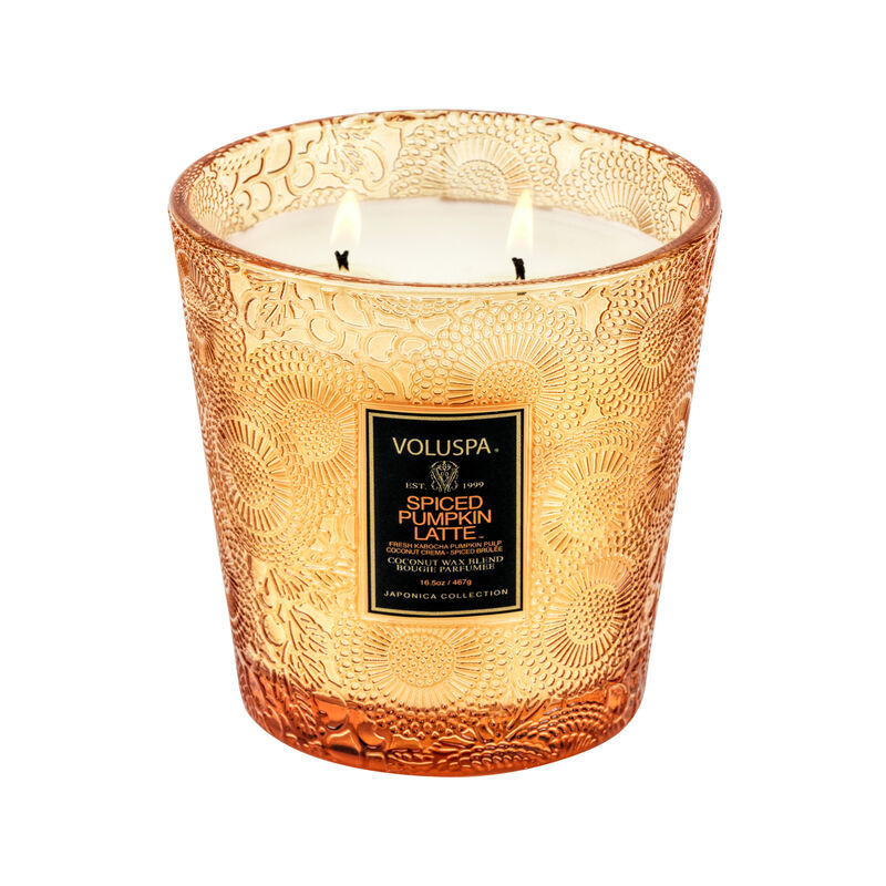 voluspa spiced pumpkin latte 2 wick hearth candle