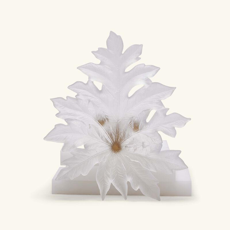 daum born o wall leaf figurine medium white