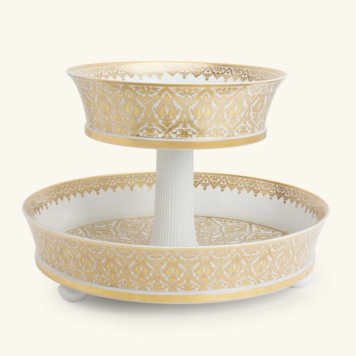 bernardaud venise 2 tiers tray gold