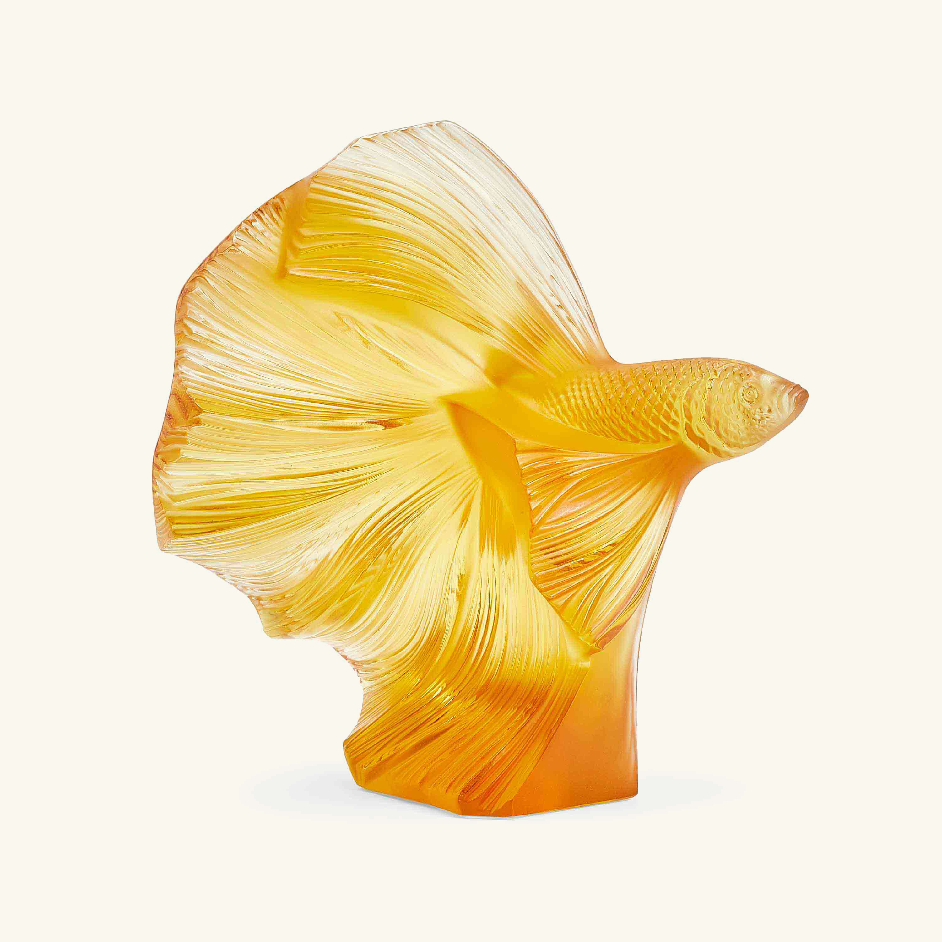 Lalique Fighting Fish Sculpture Medium Yellow | Tanagra UAE