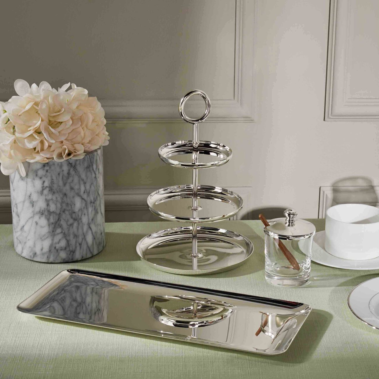 christofle silver time serving tray rectangular medium silver plated