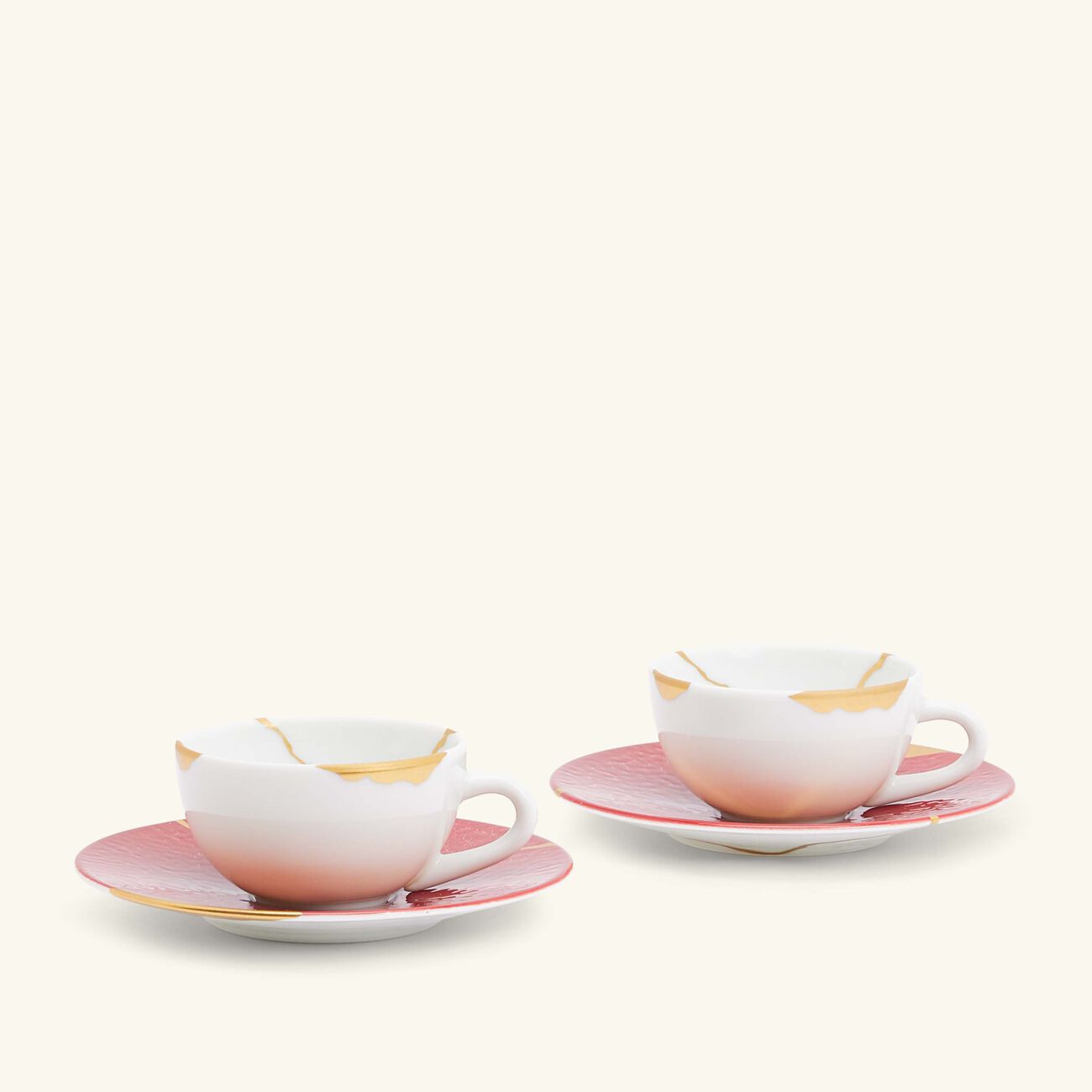 Kintsugi Rouge Espresso Cups And Saucers - Set Of 2 bernardaud kintsugi rouge espresso cups and saucers set of 2