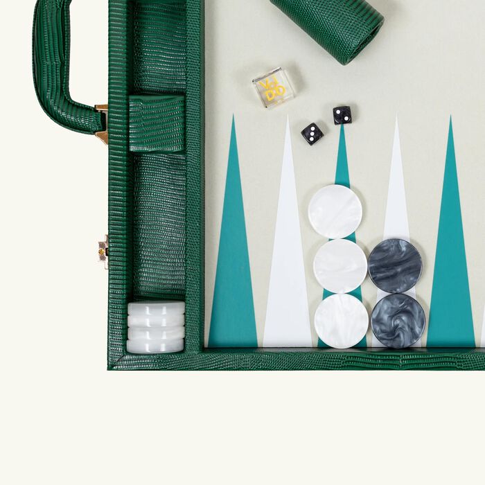 vido bottle green lizard backgammon set