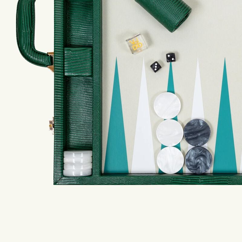 Bottle Green Lizard Backgammon Set vido bottle green lizard backgammon set