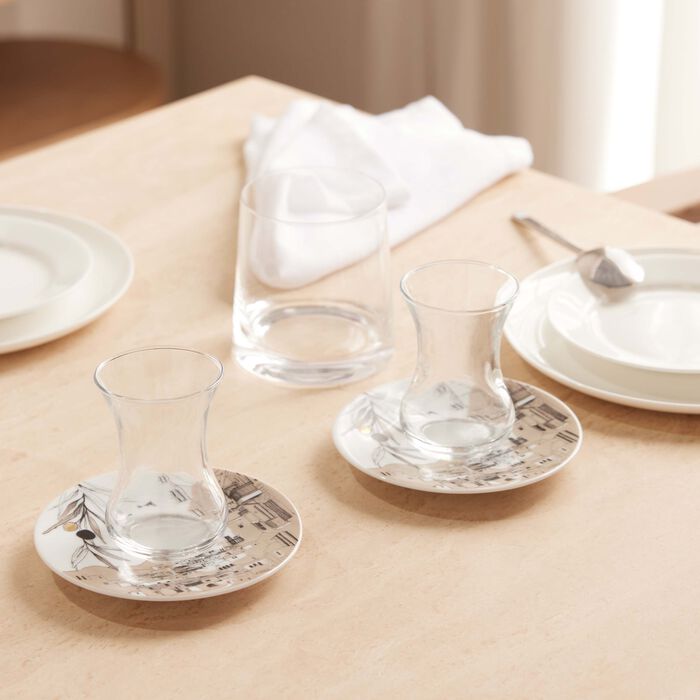 silsal naseem tea cup   saucer clear set of 2