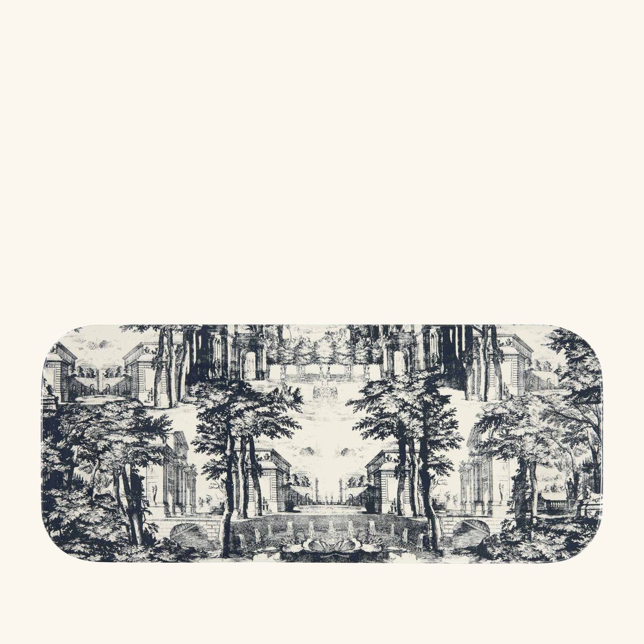 fornasetti giardino settecentesco tray rectangular small blue