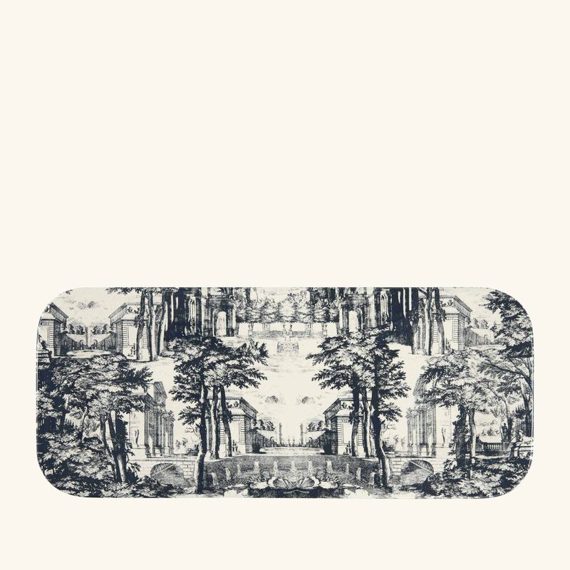 fornasetti giardino settecentesco tray rectangular small blue
