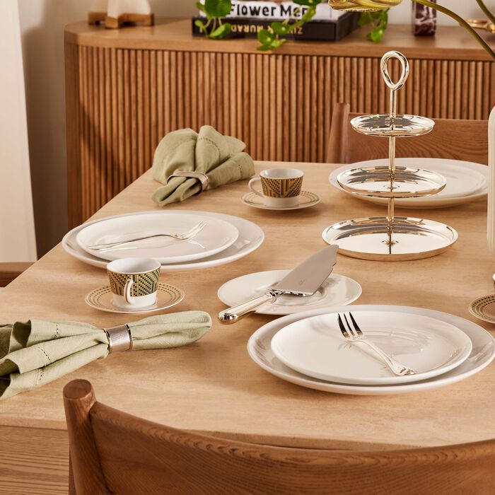 كريستوفل طقم آلبي للكيك المكون من صينية مع 6 شوك باللون الفضي