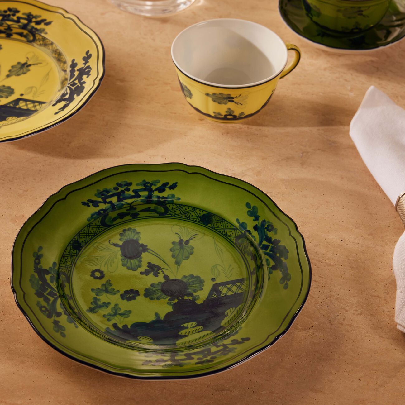 ginori 1735 antico doccia dessert plate round green 21cm