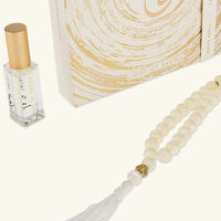 light of sakina safaa white shell misbaha   fragrance set