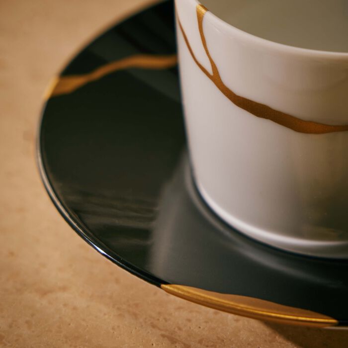 Kintsugi Tea Cup & Saucer Black bernardaud kintsugi tea cup saucer black