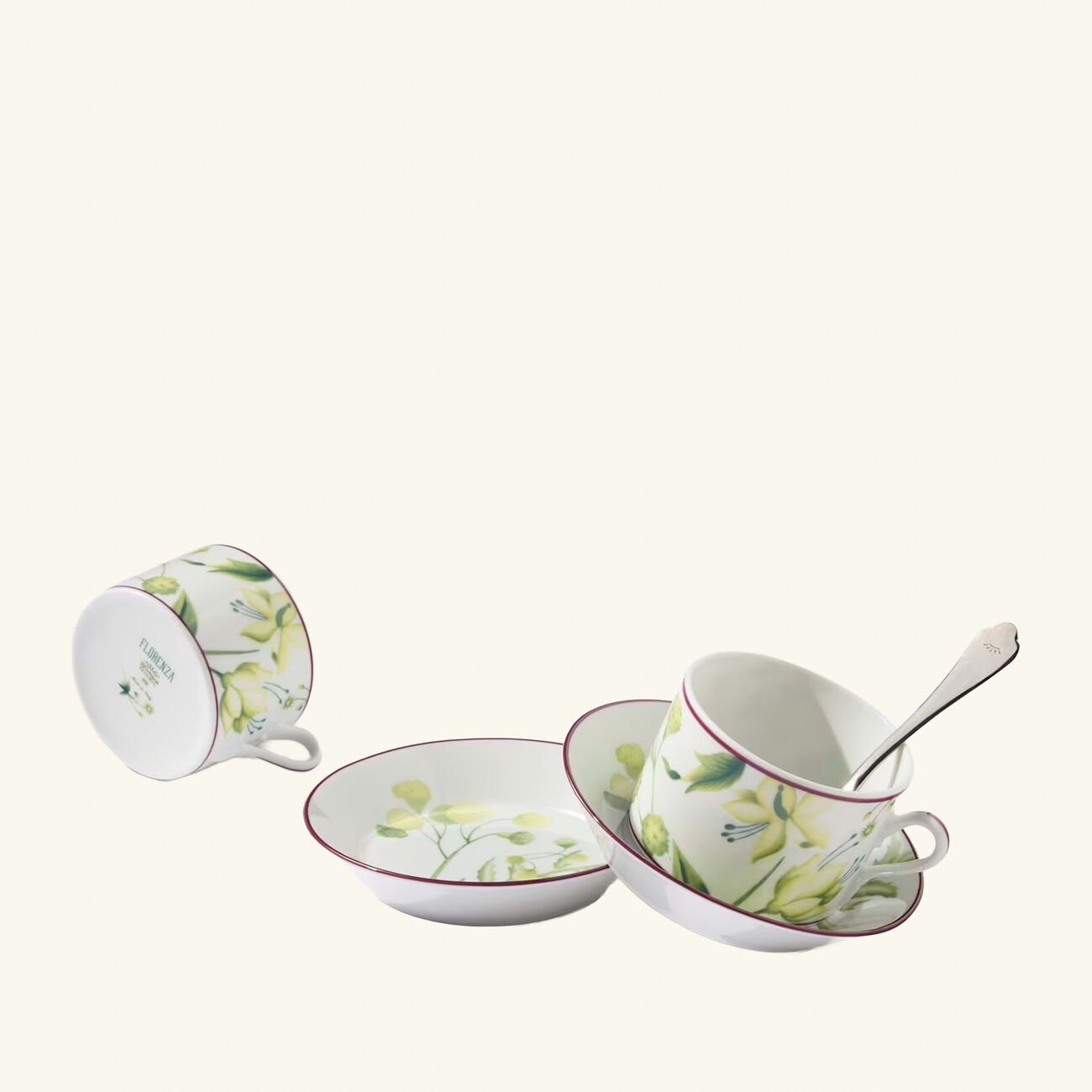 Florenza Acanto Impero Tea Cup Saucer Green ginori 1741 florenza acanto impero tea cup saucer green