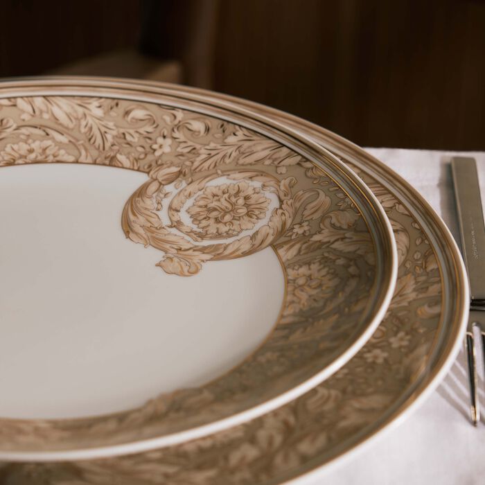 فيرساتشي طبق الطعام المستدير باروكو بلون البيج   28 سم