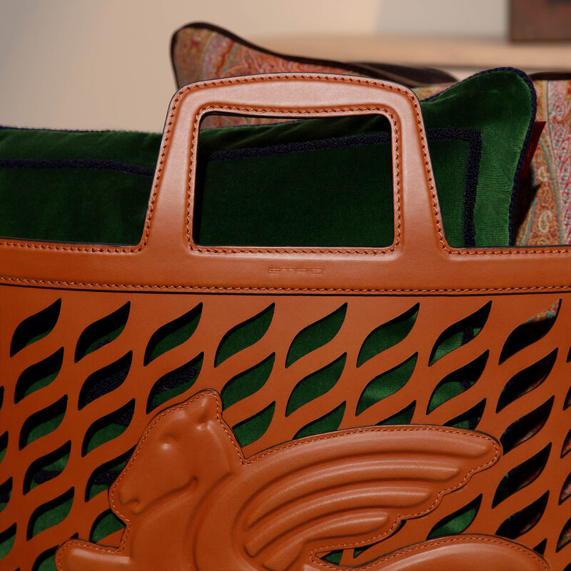 etro drill leather basket camel