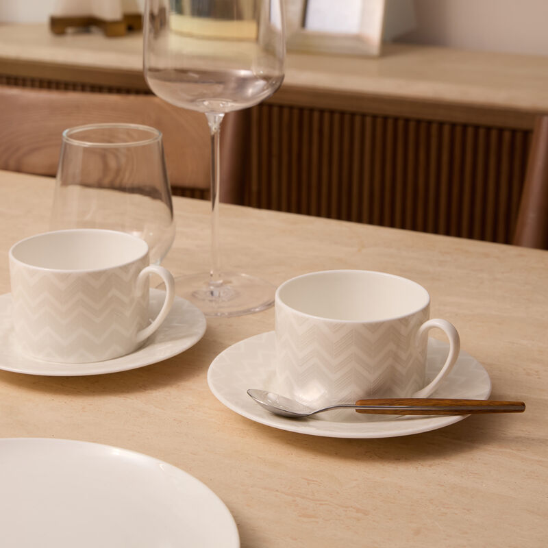 missoni home zig zag tea cup   saucer white set of 2