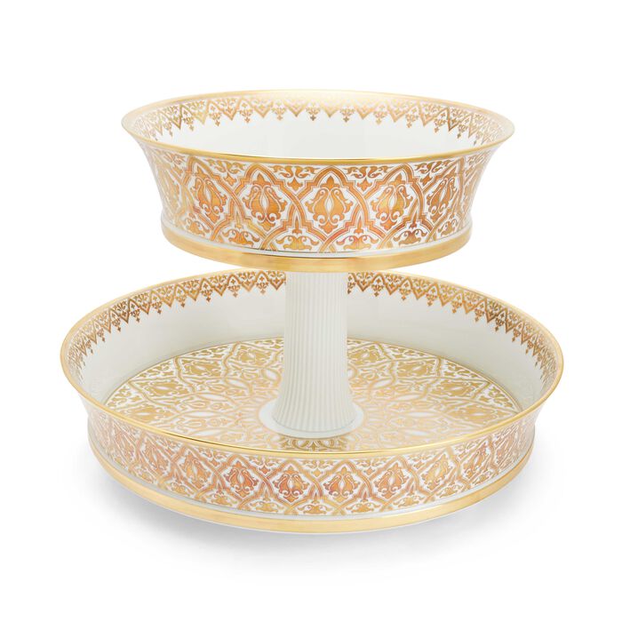 Sol Cake Stand 2 Tiers Gold bernardaud sol cake stand 2 tiers gold