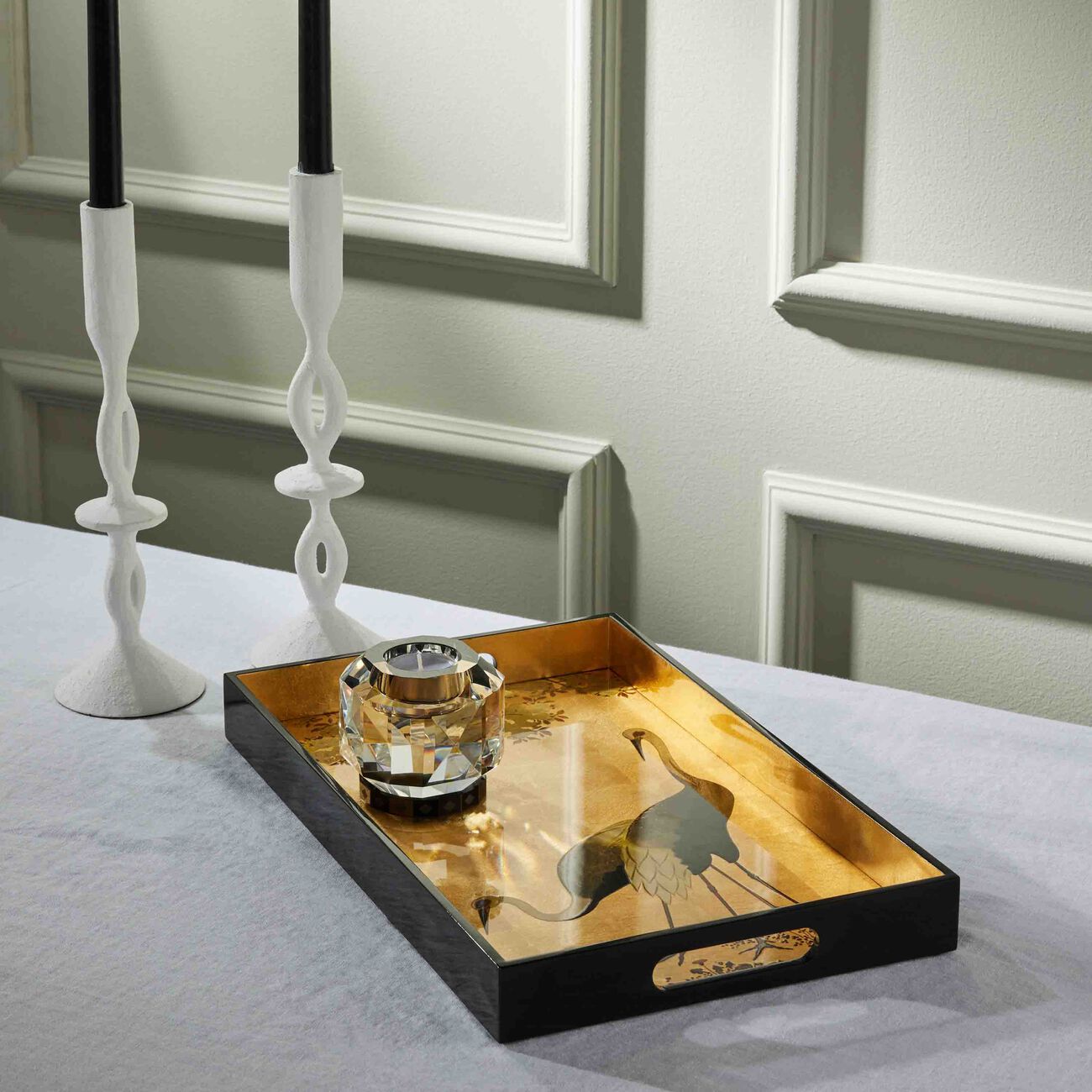 Lacquered Tray Rectangular Large Gold les ottomans lacquered tray rectangular large gold