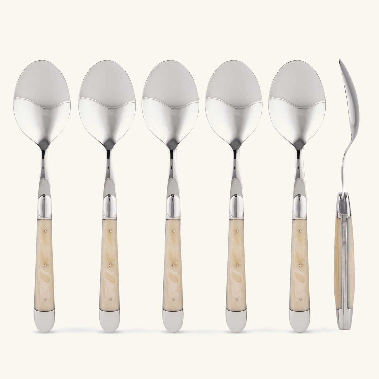 Acrylic Handle Soup Spoon Silver Set of 6 forge de laguiole acrylic handle soup spoon silver set of 6