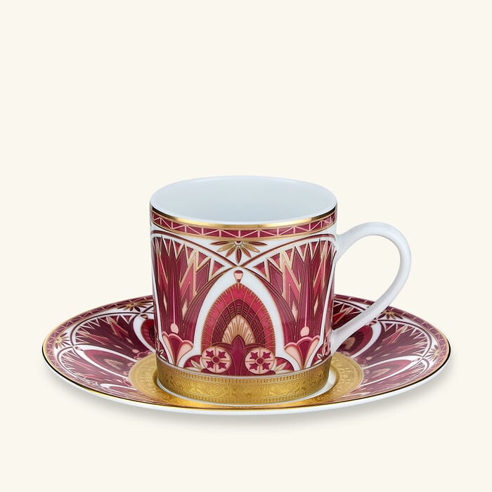 haviland reves du nil pourpre coffee cup   saucer red