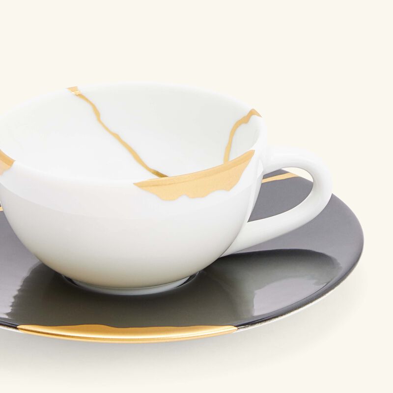 Kintsugi Charbon Espresso Cups And Saucers - Set Of 2 bernardaud kintsugi charbon espresso cups and saucers set of 2