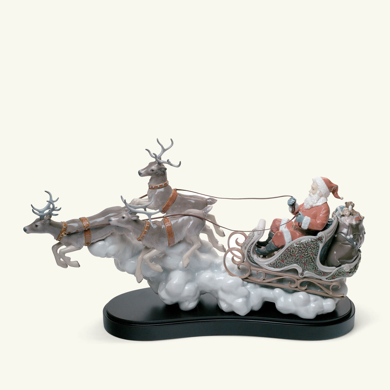 Santa's Midnight Ride Sleigh Sculpture Medium White lladro santa s midnight ride sleigh sculpture medium white