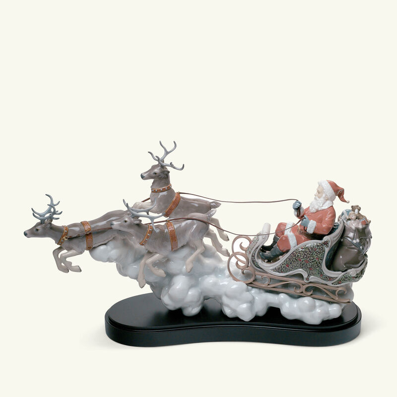 Santa's Midnight Ride Sleigh Sculpture Medium White lladro santa s midnight ride sleigh sculpture medium white