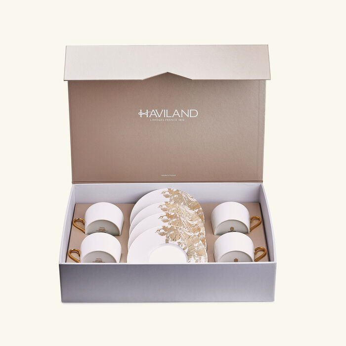 haviland stanislas tea cup   saucer gold set of 4