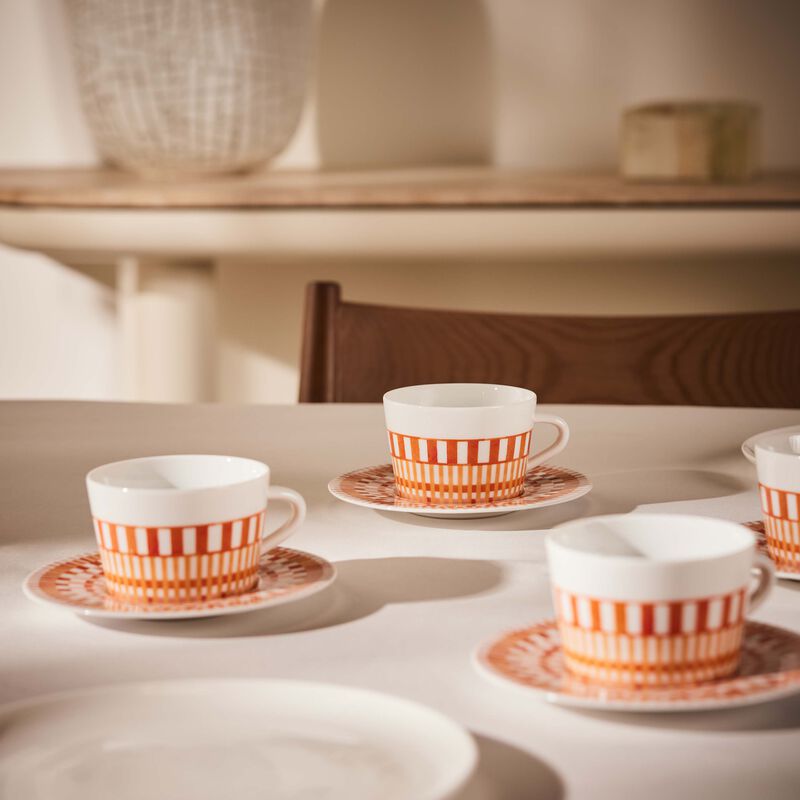 Terra Rosa Tea Cup & Saucer Orange Set Of 4 bernardaud terra rosa tea cup saucer orange set of 4