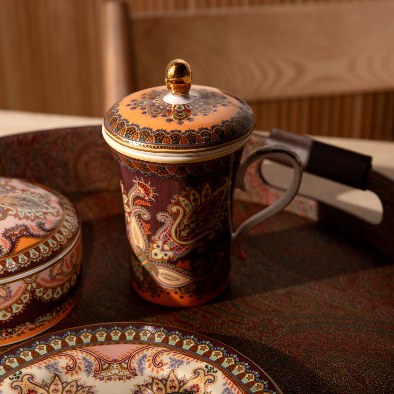 etro thistle mug with lid pink