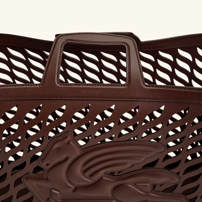 etro drill leather basket brown